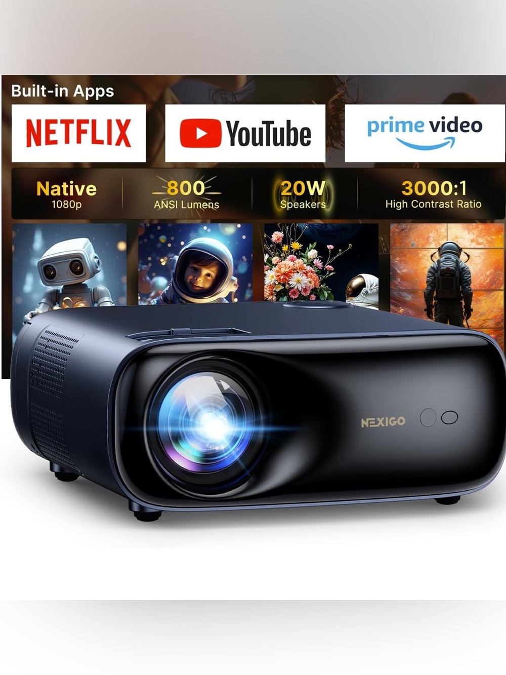 NexiGo PJ40 Ultra Outdoor Projector- No remote included but it’s $20 on Amazon